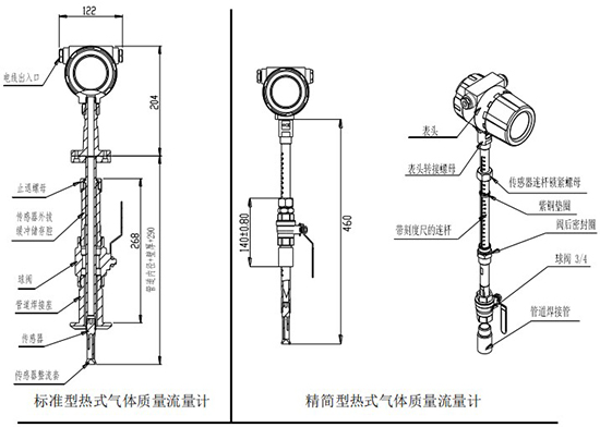 熱式氣體流量計插入式結(jié)構(gòu)圖