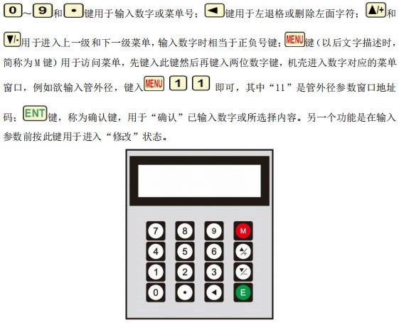 外貼式超聲波流量計(jì)按鍵面板說(shuō)明圖